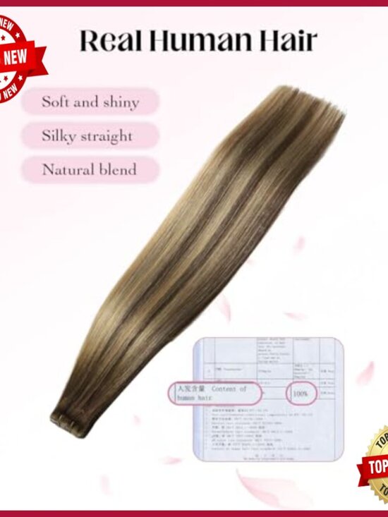 20 Inch Human Hair Tape Extensions 20 Pieces Seamless Injected Balayage main image 4